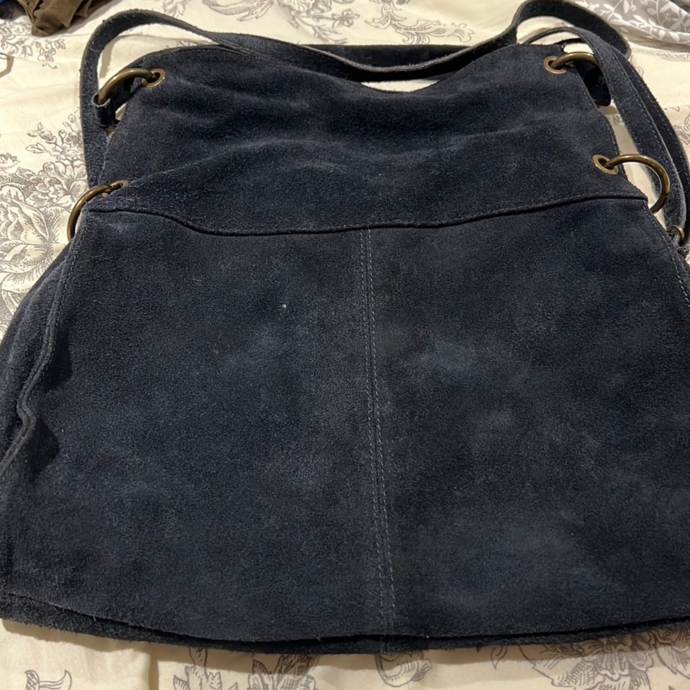 Urban Outfitters navy cross body larger purse. Suede-like.